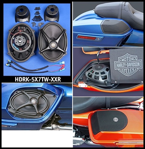 J&M ROKKER XXR 5X7" Saddlebag-Lid Spkr Upgrade Kit w/H-O Tweeter for 2006-23 Harley Baggers