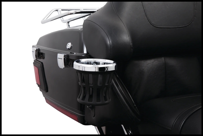 CIRO - DRINK HOLDER WITH PASSENGER TOUR-PAK MOUNT FOR '96-'13 HARLEY DAVIDSON TOURING MODELS