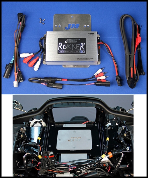 JMC ROKKER Stage6 400w 4-ch Amp kit 2015-2023 Harley RoadGlide Harley StreetGlide w-Rear/Lower Spkrs