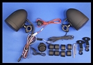 J&M ROKKER Bluetooth Powered Self-Amplified Handlebar Speakers - Flat-Black Finish