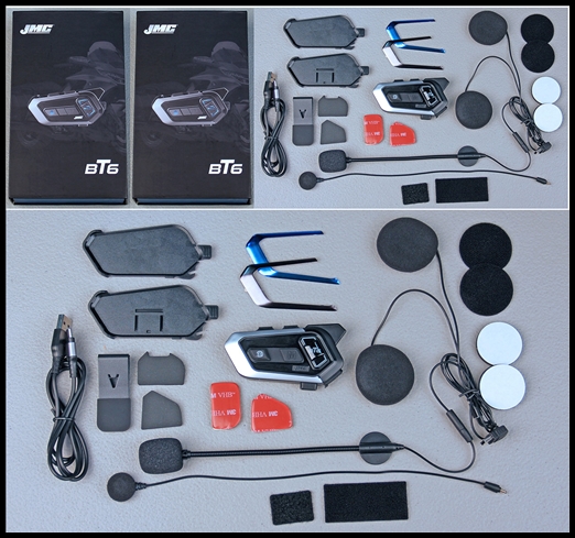 JMC BT6 Bluetooth Headset for Flip-Up Modular/Full-Face/Open-Face Style Helmets - Dual Kit