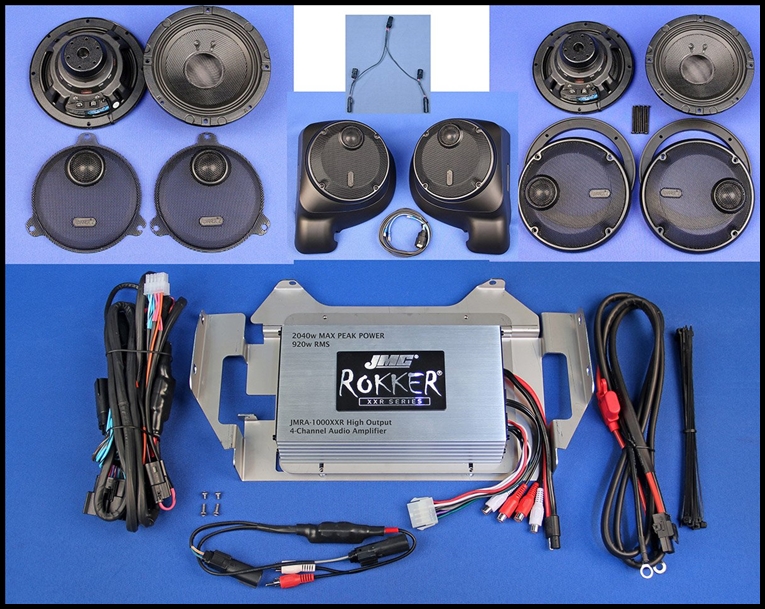 JMC ROKKER Stage 6 Audio Kit 1000w 4-Ch Amp/6.71" Fairing/Lwr/Rear Spkrs 2014-24 HD Ultra/Ltd