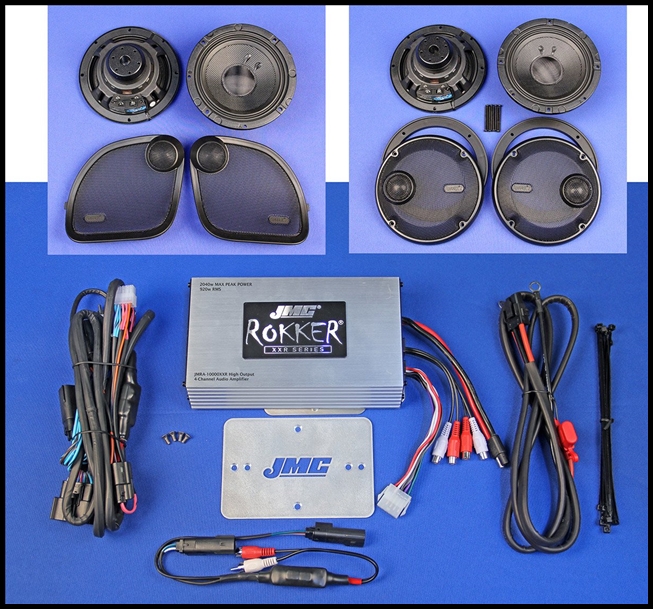 JMC ROKKER Stage 6 Audio Kit 1000w 4-Ch Amp/6.71" Fairing/Rear Spkrs 2016-24 HD RoadGlide Ultra/Ltd