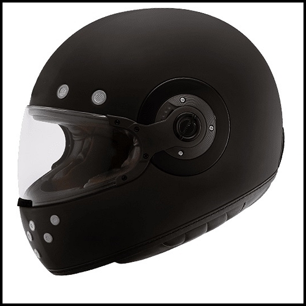 SMK RETRO FULL-FACE HELMET - MATTE BLACK WITH BLACK SIDE PLATES - MA220M