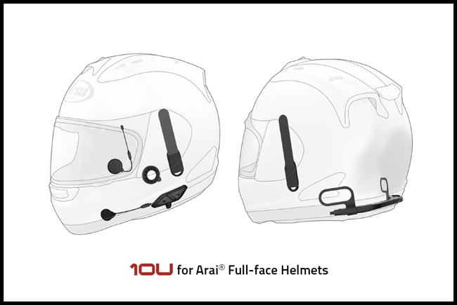 SENA 10U Motorcycle Bluetooth Communication System & HR01 HB Remote - Arai Full-Face Helmets
