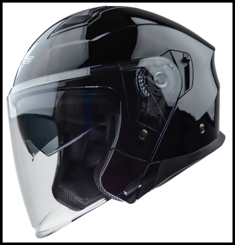 VEGA MAGNA OPEN FACE TOURING HELMET WITH FACE SHIELD AND DROP-DOWN SUNSHIELD - GLOSS BLACK